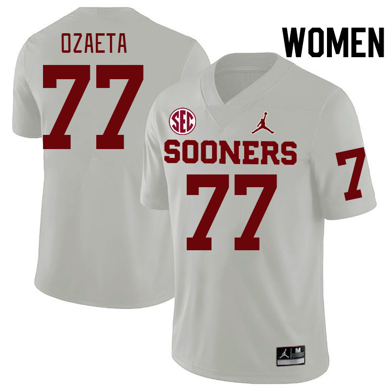Women #77 Heath Ozaeta Oklahoma Sooners 2024 SEC Conference College Football Jerseys-White